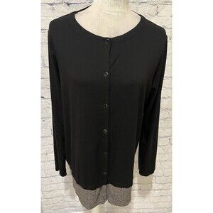 J.Jill Wearever Collection Women's Long Sleeve Button-Up Shirt Black Size Large